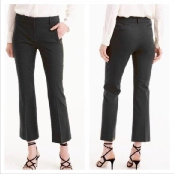 J. Crew Black Cotton Blend Teddie Mid Rise Cropped Trouser Pants Size 2 Tall - Picture 1 of 8